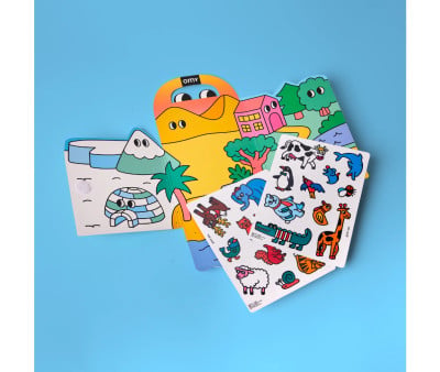 Dépliable avec Stickers Réutilisables Omy Montessori Animaux