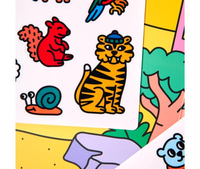 Dépliable avec Stickers Réutilisables Omy Montessori Animaux