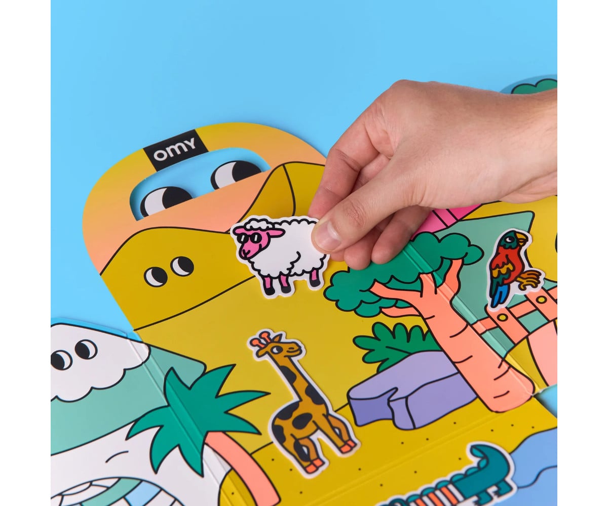 Dépliable avec Stickers Réutilisables Omy Montessori Animaux