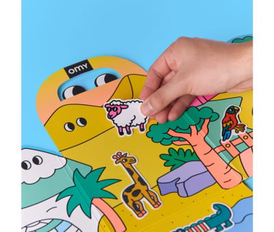 Dépliable avec Stickers Réutilisables Omy Montessori Animaux
