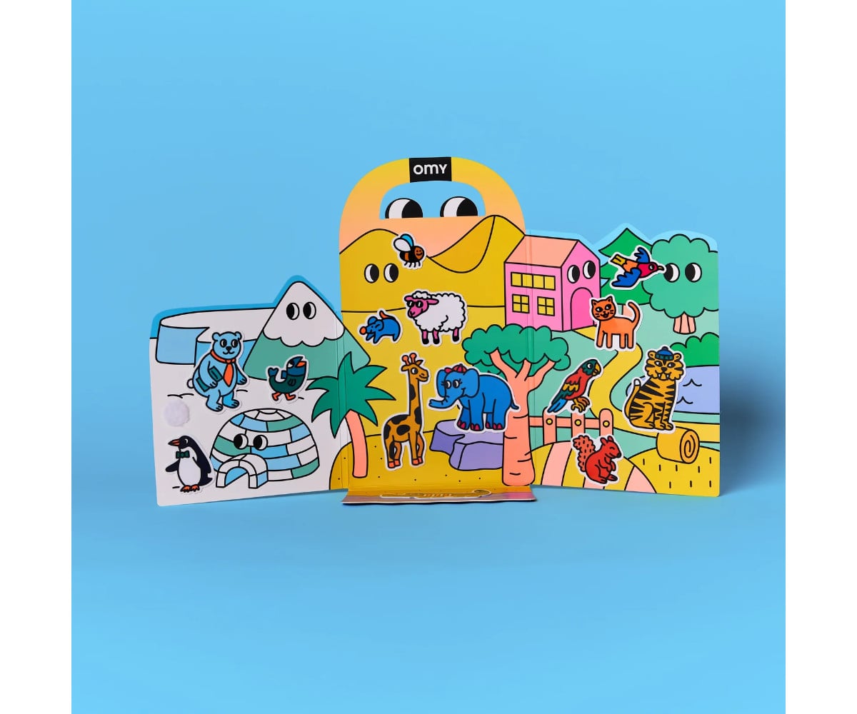Dépliable avec Stickers Réutilisables Omy Montessori Animaux