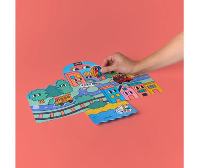 Dépliable avec Stickers Réutilisables Omy Montessori Vroum Vroum !