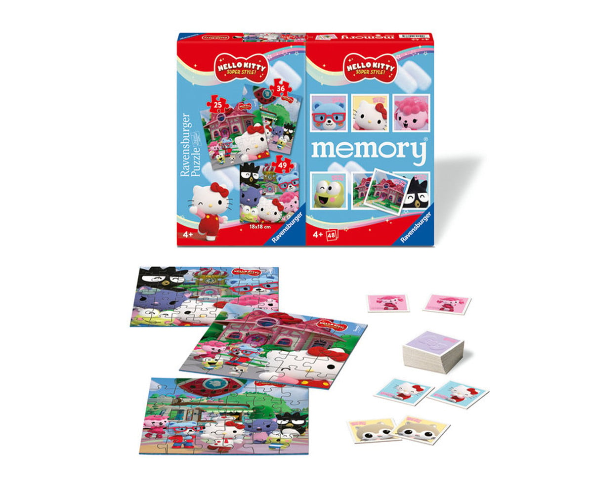 Jogo de memória Hello Kitty + 3 quebra-cabeças