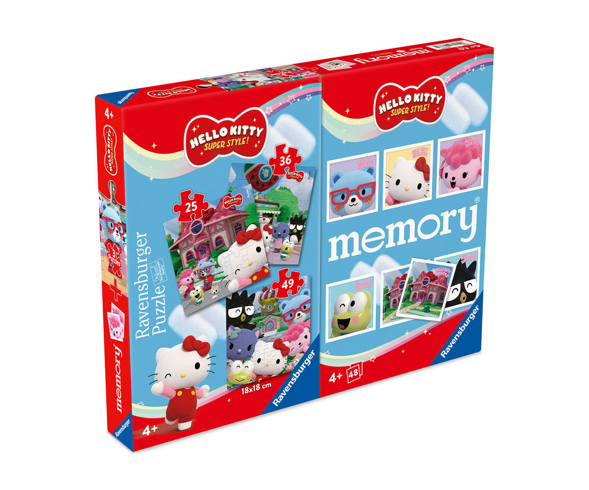 Jogo de memória Hello Kitty + 3 quebra-cabeças
