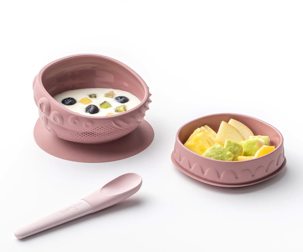 Bol en Silicone avec Couvercle et Ventouse Raspberry