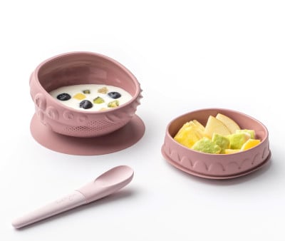 Bol en Silicone avec Couvercle et Ventouse Raspberry