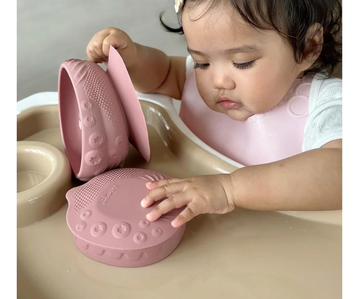 Bol en Silicone avec Couvercle et Ventouse Raspberry