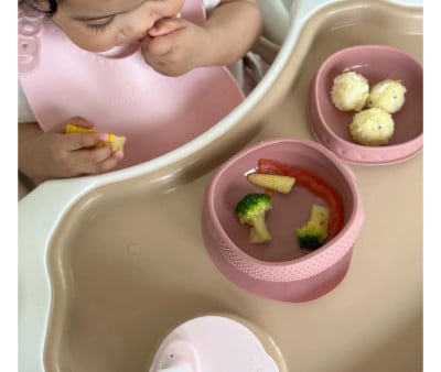 Bol en Silicone avec Couvercle et Ventouse Raspberry
