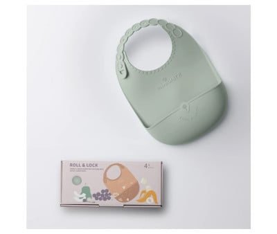Bavoir Enroulable en Silicone Sage