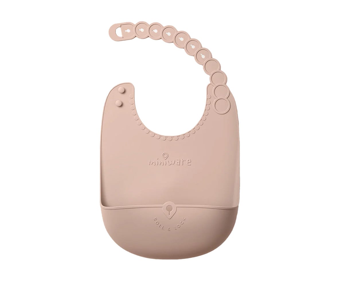Bavoir Enroulable en Silicone Pink Salt