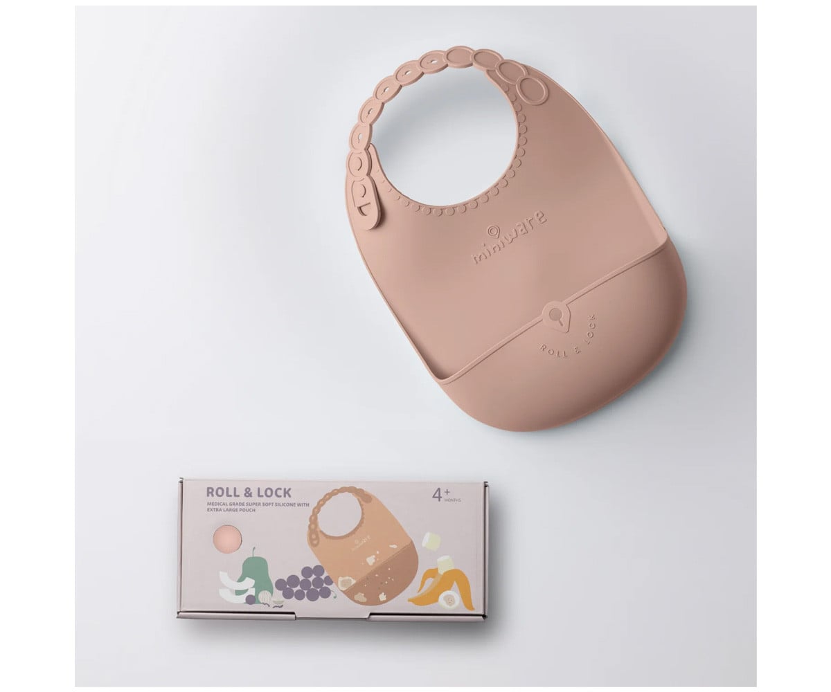 Bavoir Enroulable en Silicone Pink Salt
