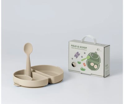 Set Assiette Pliante et Cuillère en Silicone Oat