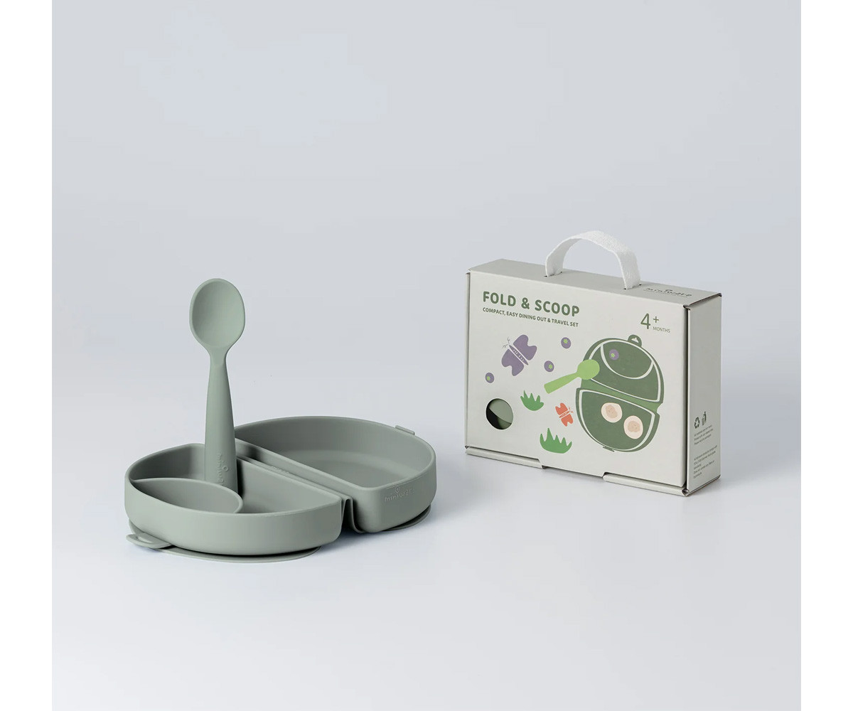 Conjunto de prato e colher de silicone dobrável Sage