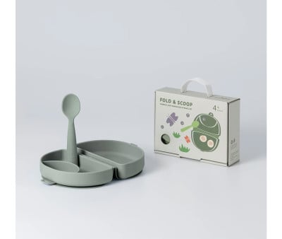 Conjunto de prato e colher de silicone dobrável Sage