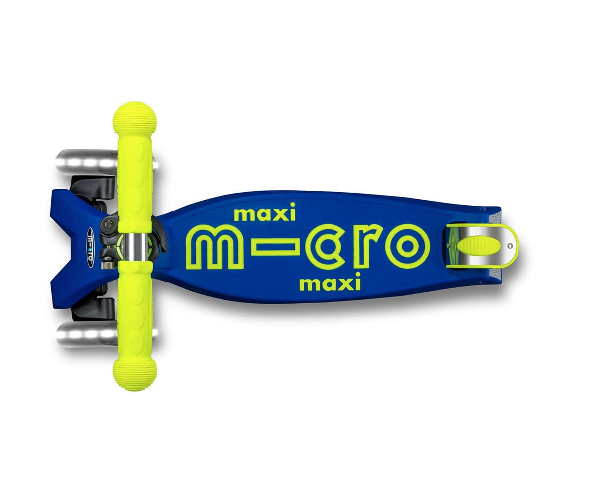 Scooter dobrável Maxi Deluxe LED azul-amarelo neon