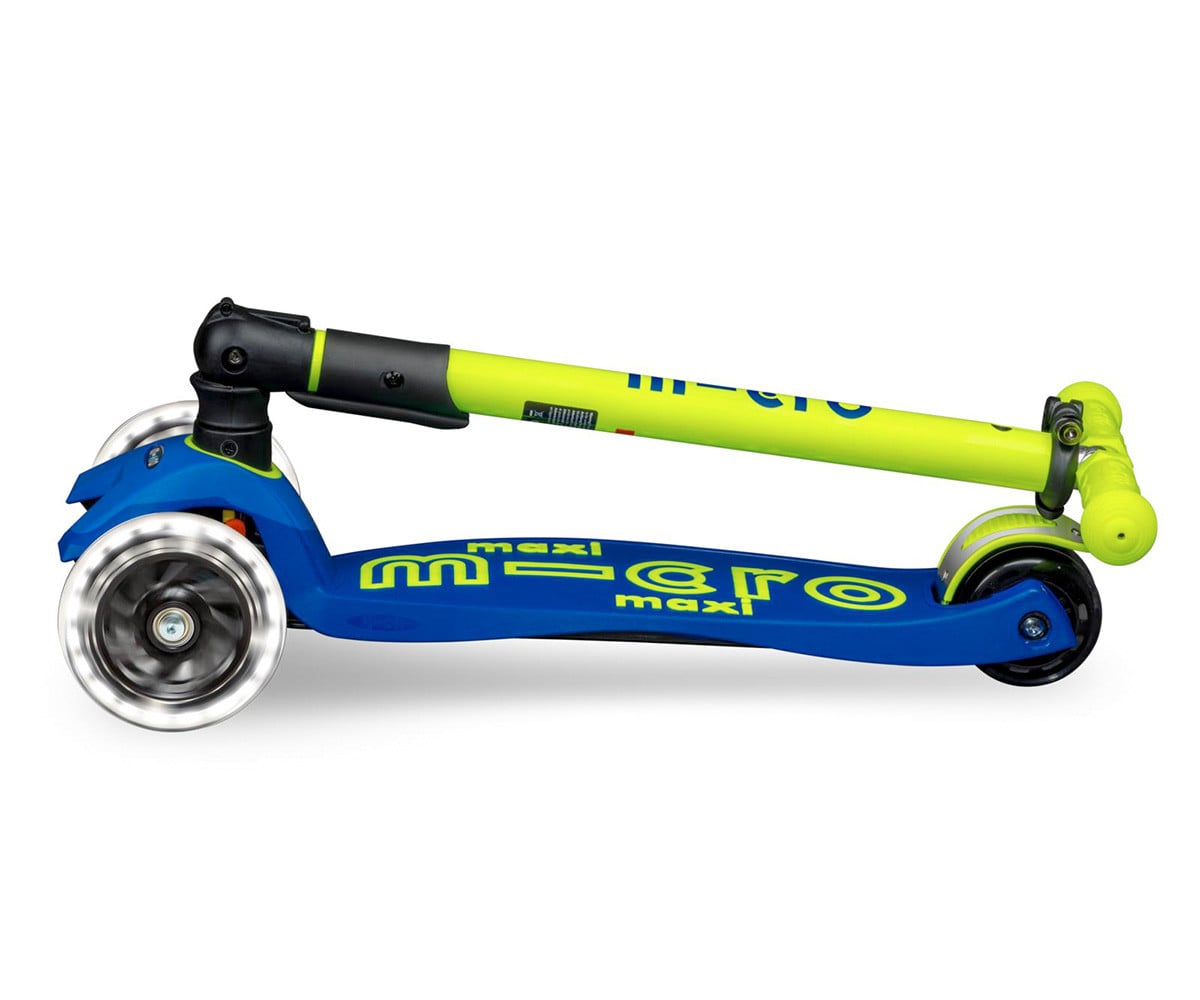 Scooter dobrável Maxi Deluxe LED azul-amarelo neon
