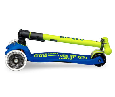 Scooter dobrável Maxi Deluxe LED azul-amarelo neon