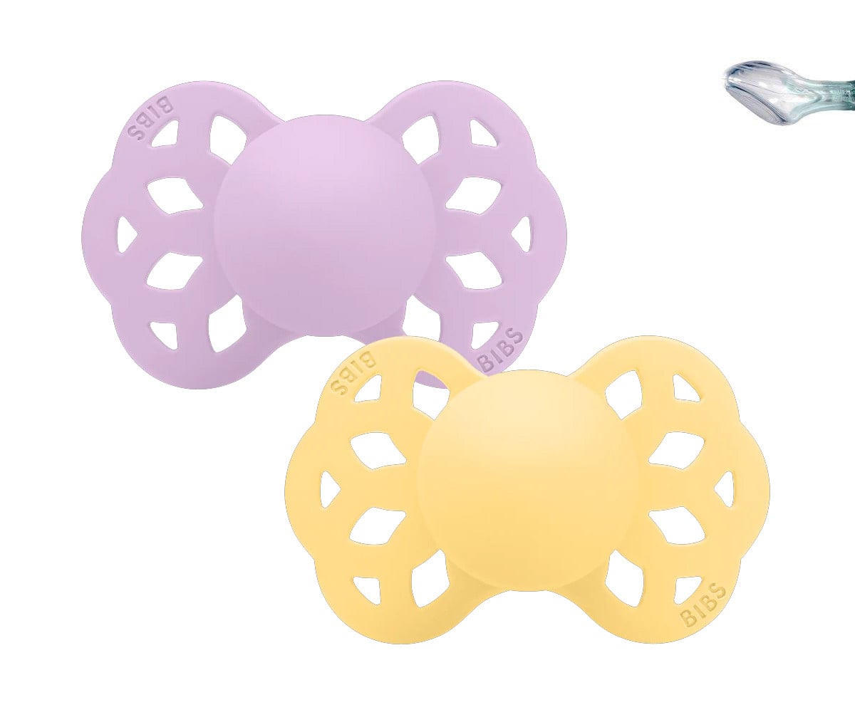 2 Sucettes BIBS Infinity Physiologique Pale Butter/Violet Sky