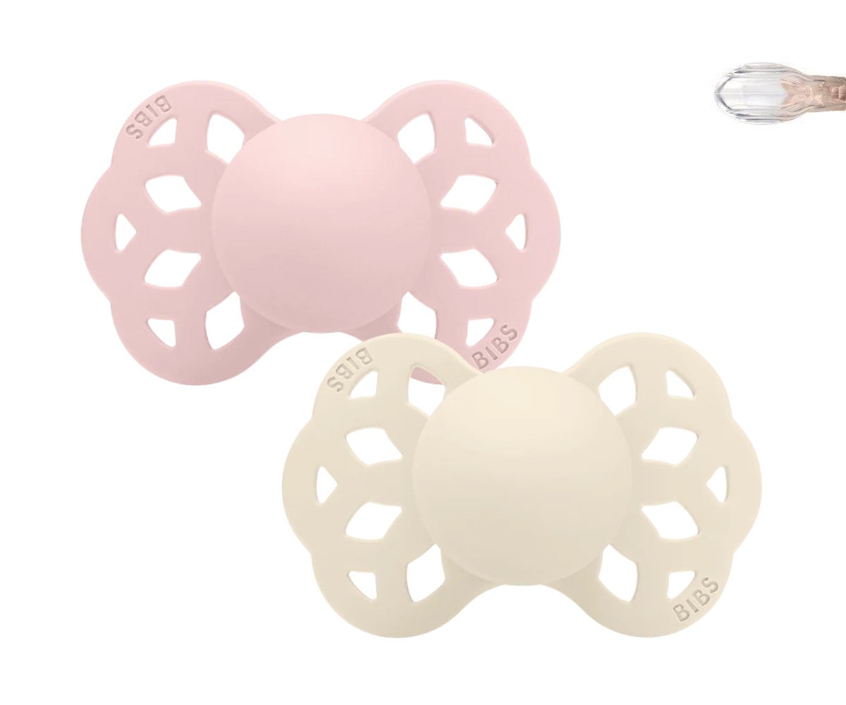 2 Sucettes BIBS Infinity Symétrique Ivory/Blossom