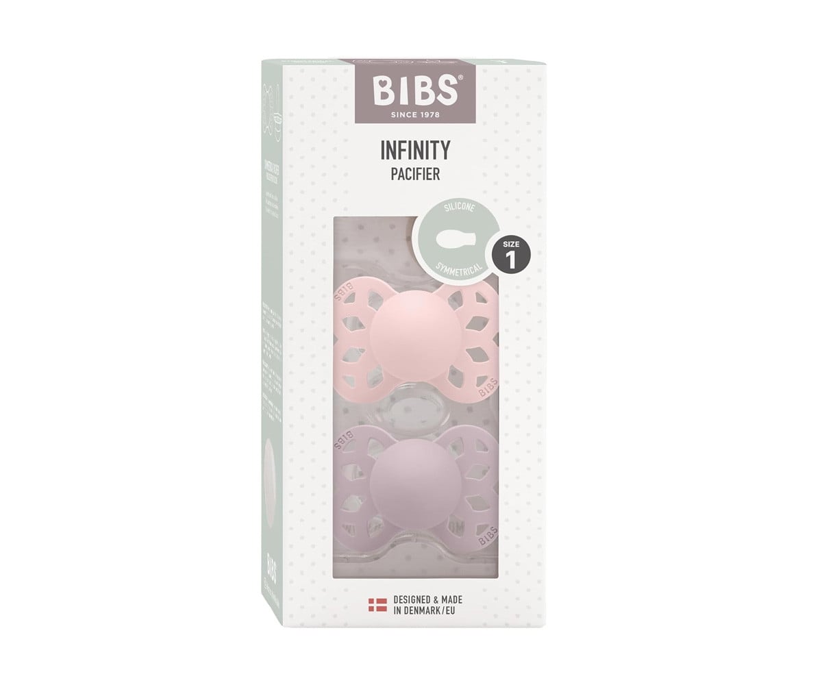 2 Sucettes BIBS Infinity Symétrique Ivory/Blossom