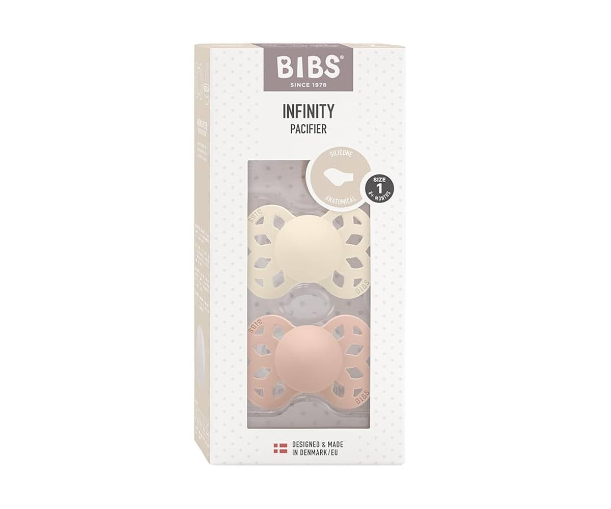 2 Sucettes BIBS Infinity Physiologique Ivory/Blossom