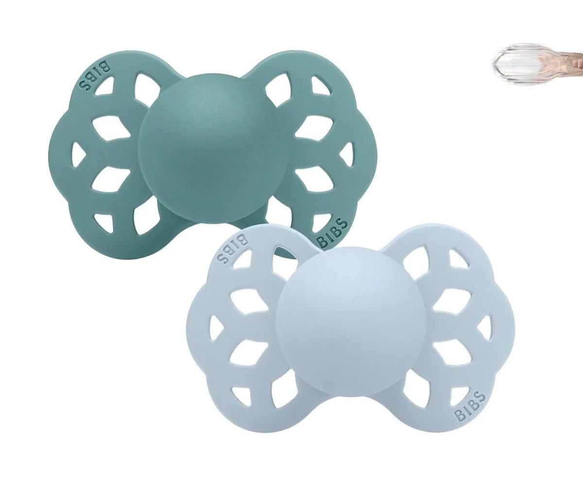 2 Sucettes BIBS Infinity Symétrique Baby Blue/Island Sea