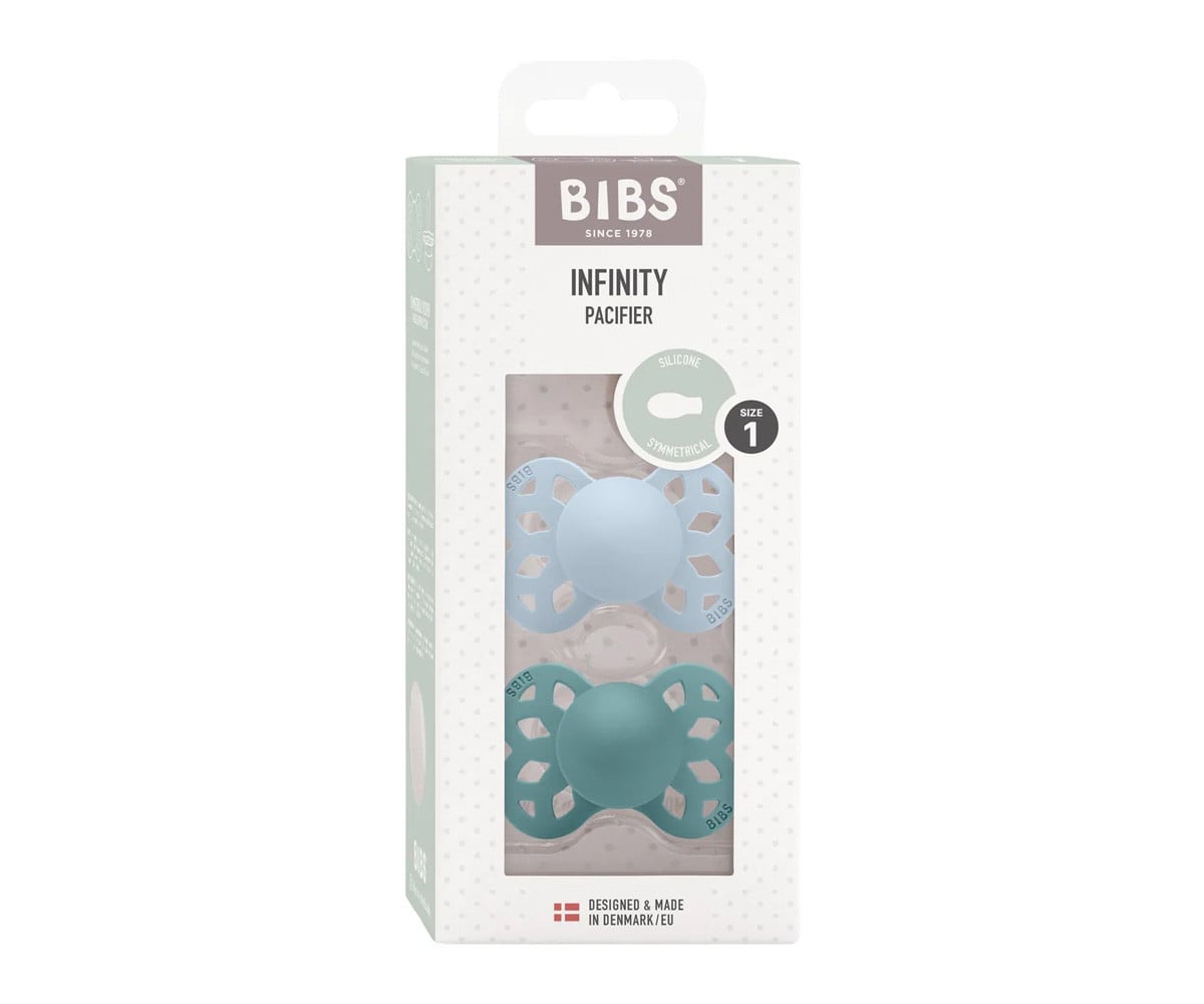 2 Sucettes BIBS Infinity Symétrique Baby Blue/Island Sea