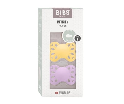 2 Sucettes BIBS Infinity Symétrique Pale Butter/Violet Sky