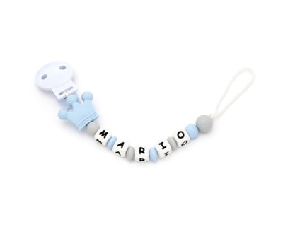 Attache-Sucette Personnalisé en Silicone Prince Sweet Blue