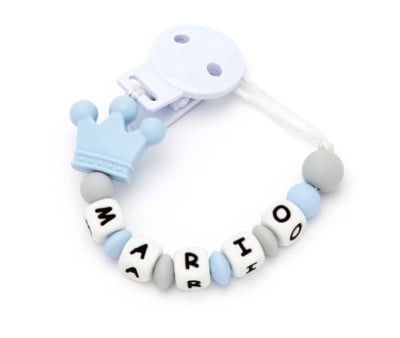 Porta-chupetas  de silicone personalizado Prince Sweet Blue