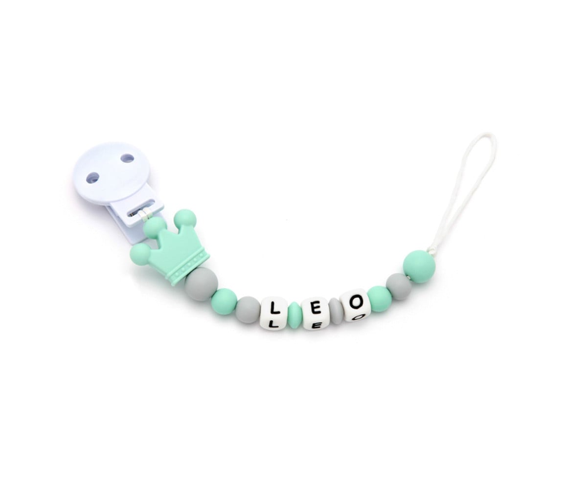 Attache-Sucette Personnalisé en Silicone Prince Sweet Mint