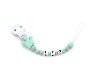 Attache-Sucette Personnalisé en Silicone Prince Sweet Mint