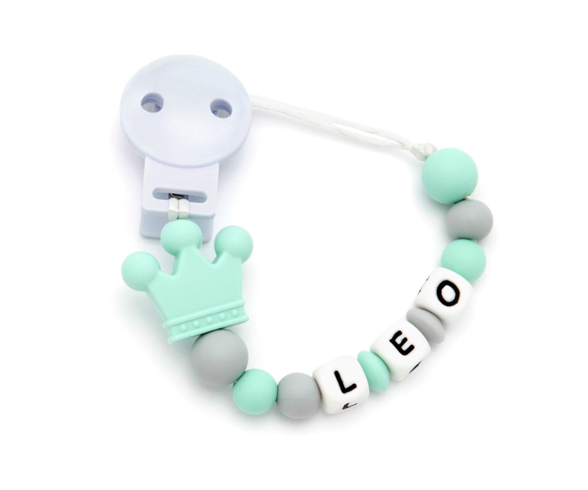 Attache-Sucette Personnalisé en Silicone Prince Sweet Mint