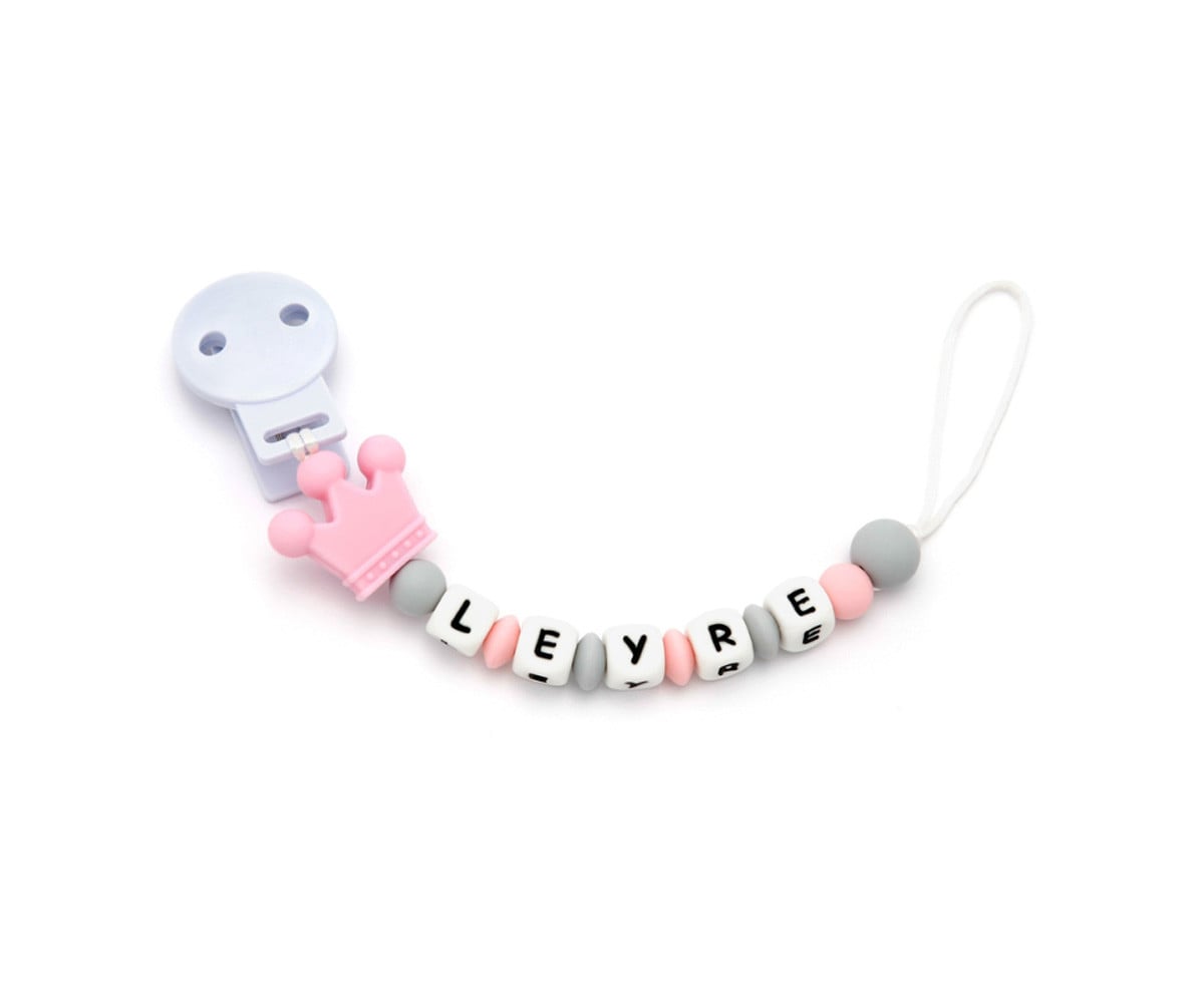Attache-Sucette Personnalisé en Silicone Prince Sweet Pink