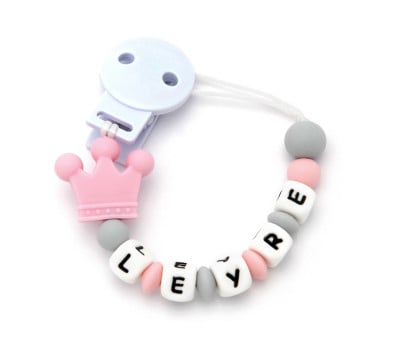 Porta-chupetas de silicone personalizado Prince Sweet Pink