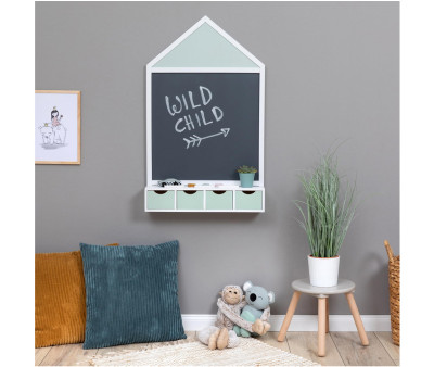 Quadro Negro Juncus branco/menta