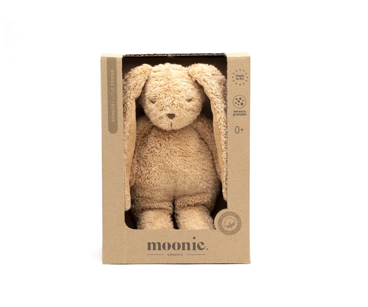 Peluche Sensoriale Organico Bunny Moonie Mini Cappuccino Personalizzabile