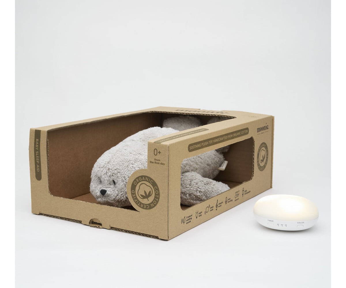 Peluche Orgânico Moonie Orgânico Grey Light-Sound Seal