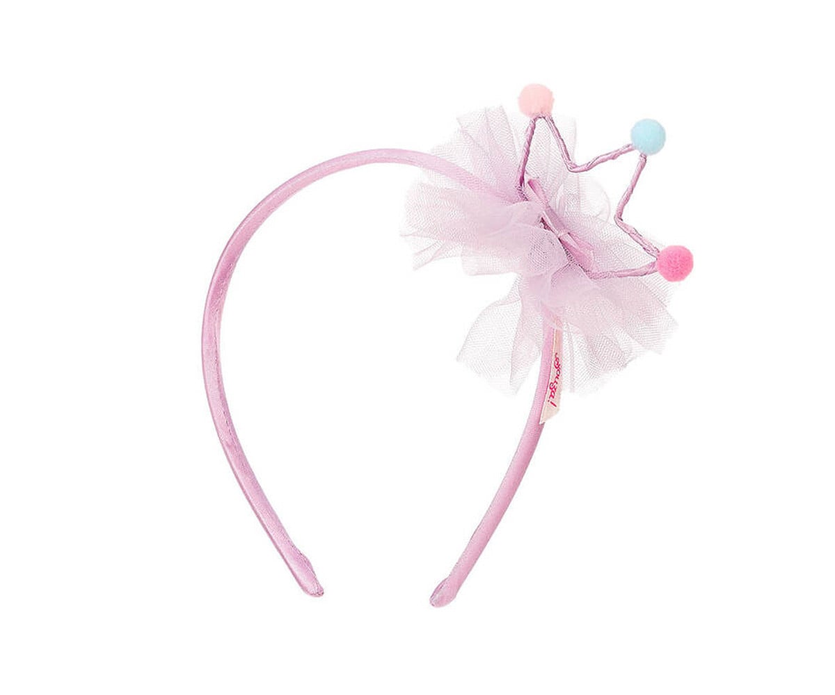 Diadema Infantil Jazzlyn Rosa con Corona y Pompones