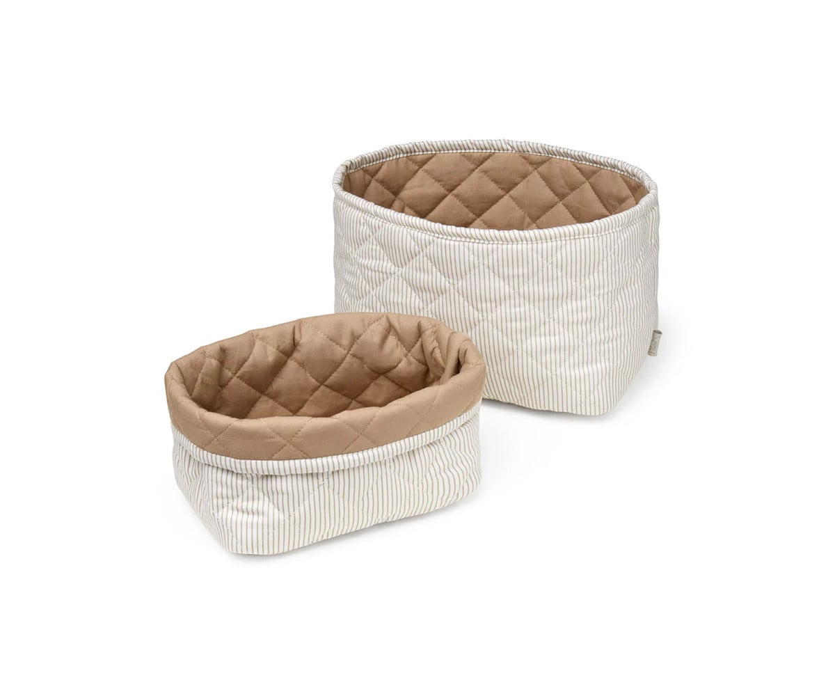 Pack 2 Cestas Acolchada Organizador  Stripes Camel