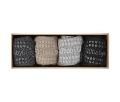 Combo Box Chaussettes à Semelle Antidérapante Coton Dark Grey Melange, Sand, Grey Melange, Black