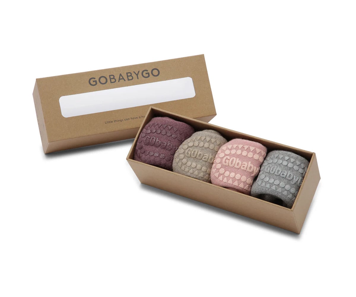 Combo Box Chaussettes à Semelle Antidérapante Coton Misty Plum, Sand, Soft Pink, Grey Melange