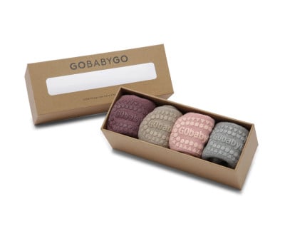 Combo Box Chaussettes à Semelle Antidérapante Coton Misty Plum, Sand, Soft Pink, Grey Melange