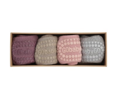 Combo Box Chaussettes à Semelle Antidérapante Coton Misty Plum, Sand, Soft Pink, Grey Melange