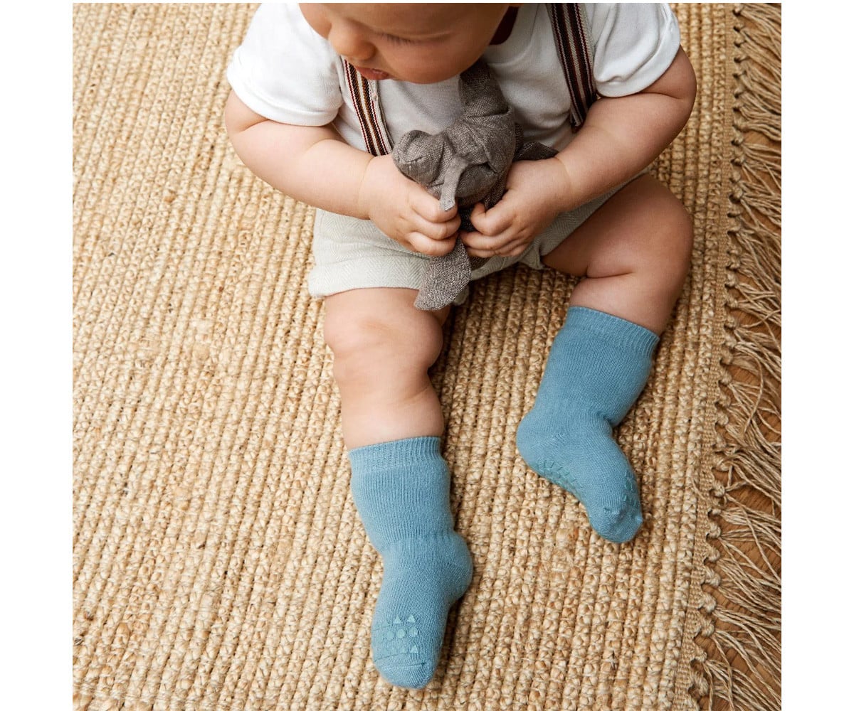 Combo Box Non-Slip Sole Cotton Socks Grey Melange, Dark Grey Melange, Dusty Blue, Navy Blue