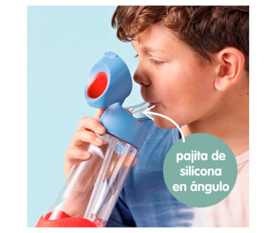 Botella de Tritán con Pajita 600 ml Blue Blaze