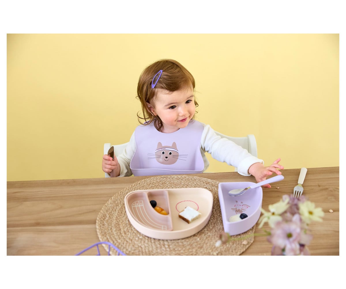 Conjunto de 3 pratos de silicone Tiny Team Cat