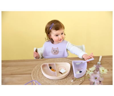 Conjunto de 3 pratos de silicone Tiny Team Cat
