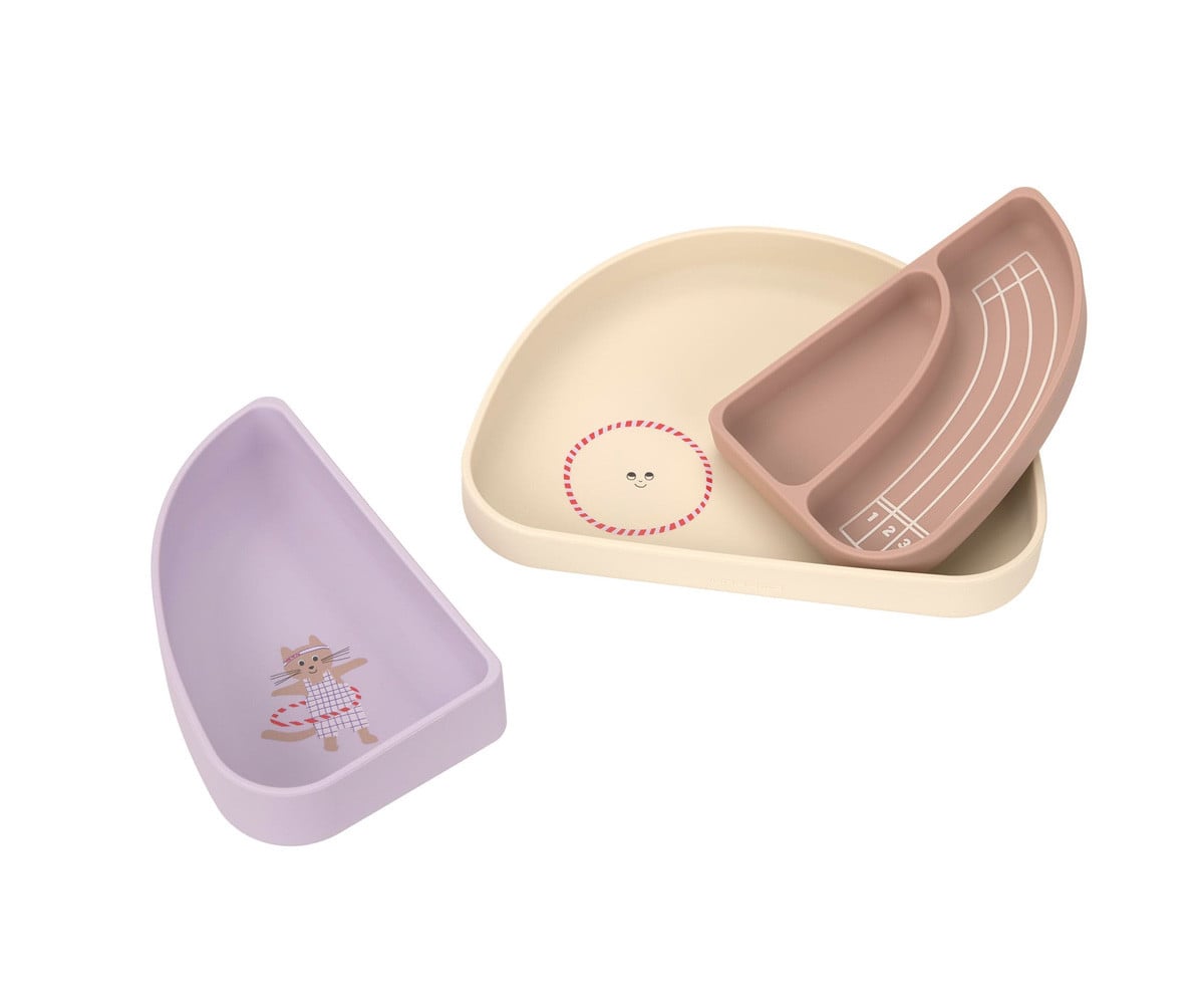 Conjunto de 3 pratos de silicone Tiny Team Cat