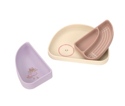 Conjunto de 3 pratos de silicone Tiny Team Cat